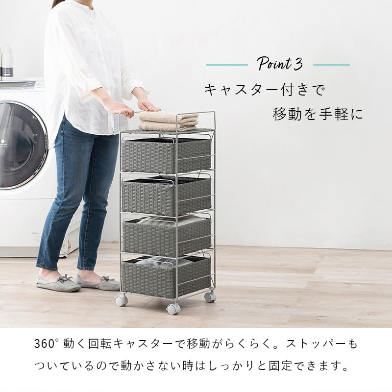 【取っ手付き引き出し】ランドリーチェスト 樹脂製 水回り収納 お手入れ簡単