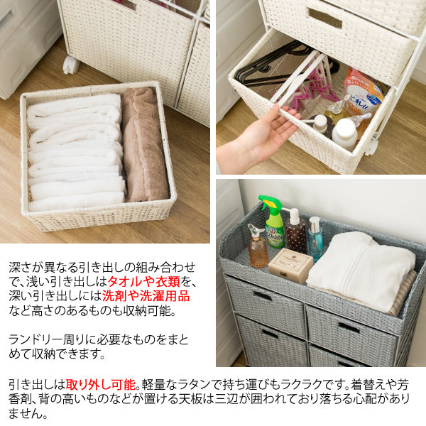 ラタンランドリーチェスト ランドリーボックス 洗濯かご ランドリーバスケット おしゃれ サイドチェスト ランドリーラック 洗面所 宮武製作所