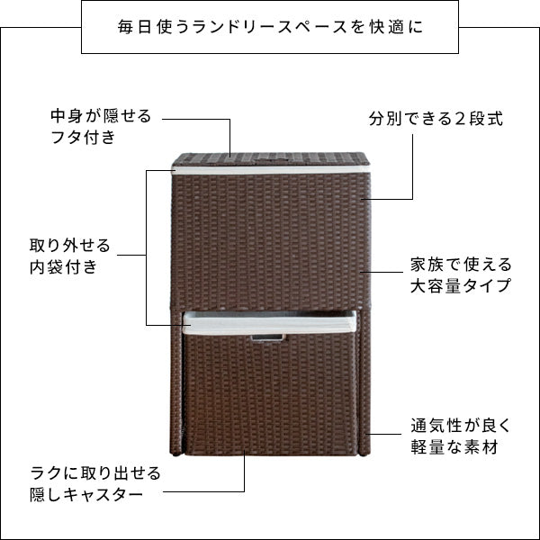 ラタンランドリーボックス チェスト 洗濯かご バスケット ラック 宮武製作所