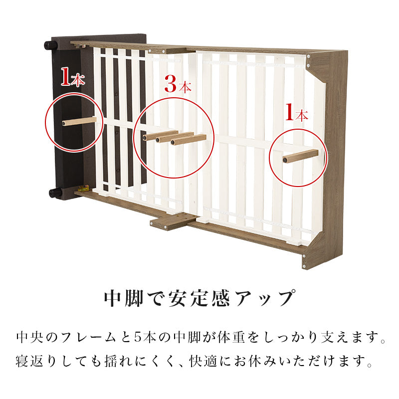 【ファブリックベッド】すのこ仕様 クッションヘッドボード ローベッド 北欧風