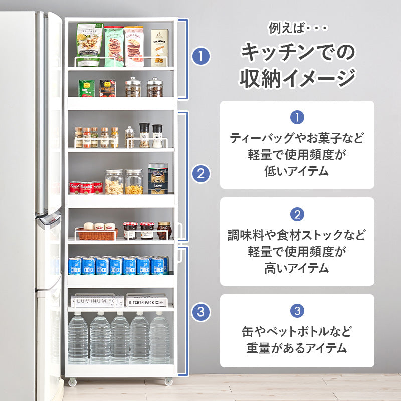 【ハイタイプ隙間収納】スリムワゴンラック 大容量スパイス収納 キッチンラック