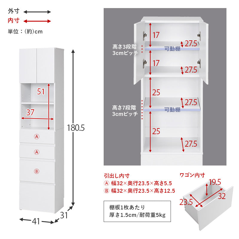 【幅41cm】スリムランドリーラック 多目的収納 スチールラック