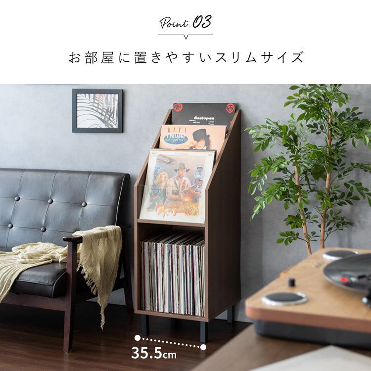 レコードラック Calmato ディスプレイラック アナログレコード LP盤レコード レコードスタンド マガジンラック オープンラック リビング収納 ホワイト ナチュラル ブラウン 北欧テイスト 宮武製作所
