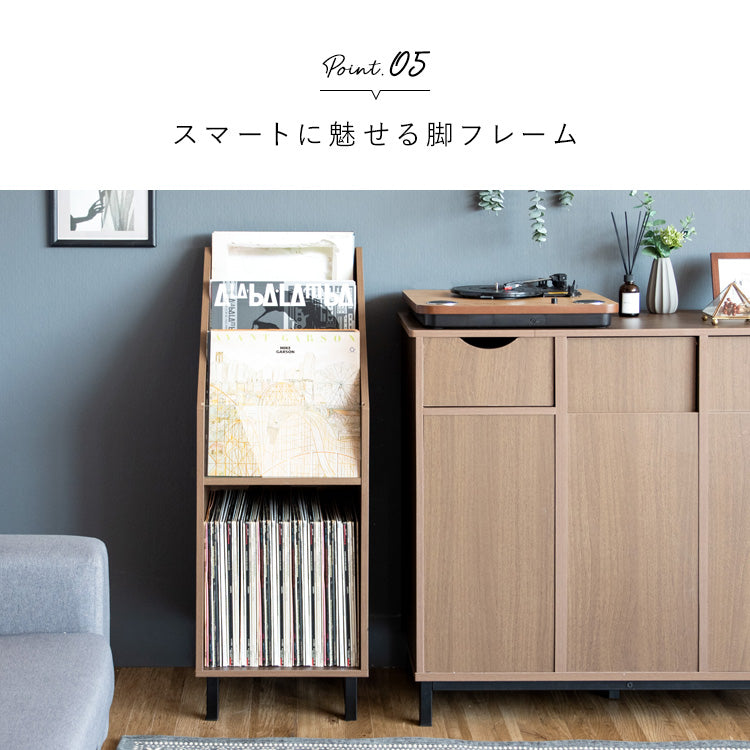 レコードラック Calmato ディスプレイラック アナログレコード LP盤レコード レコードスタンド マガジンラック オープンラック リビング収納 ホワイト ナチュラル ブラウン 北欧テイスト 宮武製作所