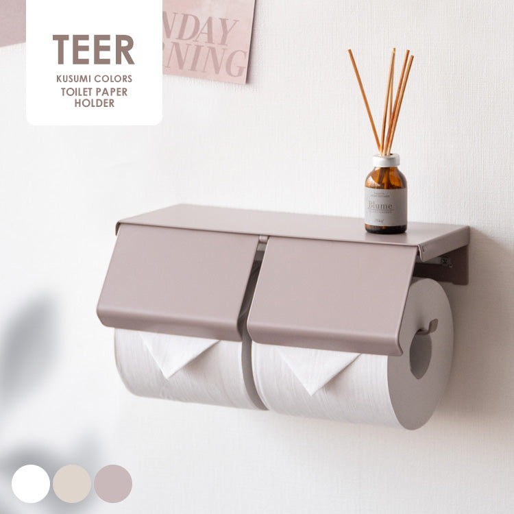 トイレットペーパーホルダー TEER シンプル 完成品 木目柄 おしゃれ 2連 アイアン 北欧 宮武製作所