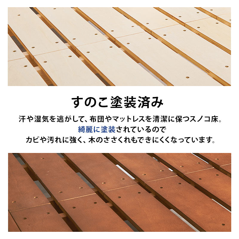 【大容量収納】宮付きすのこベッド 3段階高さ調整 コンセント付き 木製ベッド WB-7713S3301