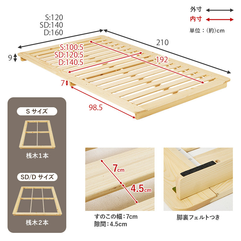 【ステージタイプ】ローベッド 木目調 フロアベッド 北欧モダン